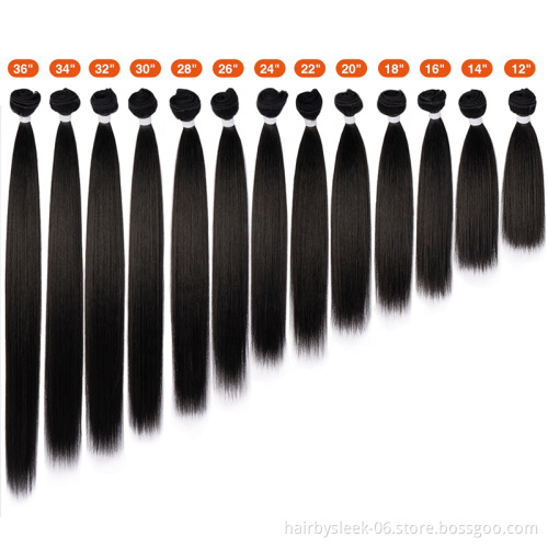 Rebecca 12 ~ 36 inches natural black blonde color high resistant fiber bone straight synthetic hair bundles with closure